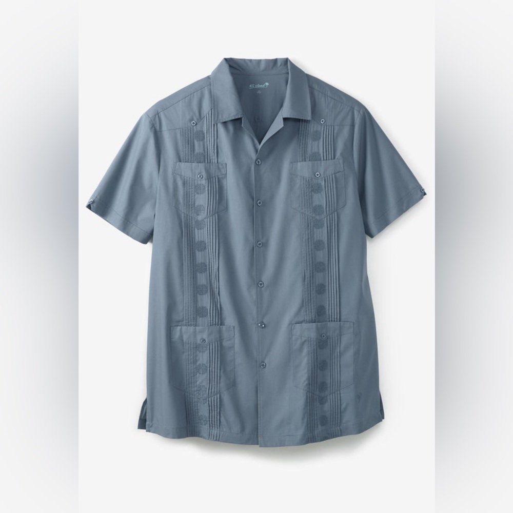 Haband Guayabera Brand Blue short sleeve shirt